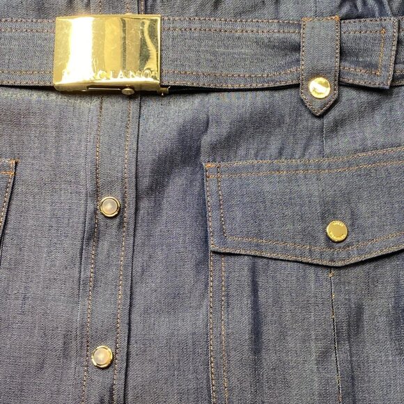 NEW MARCIANO Carla Safari Denim Midi Dress Blue Size L / US 8 | Button Front - Picture 2 of 8